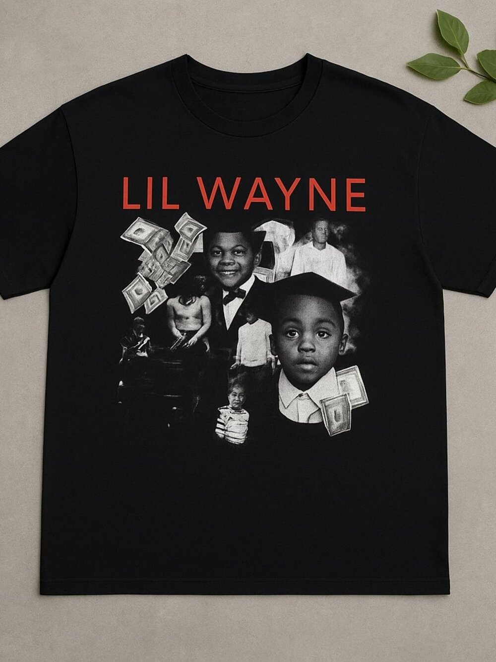 Lil Wayne Vintage Collage Graphic T-Shirt Black Hip Hop Rap Tee